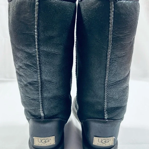 UGG Pewter Metallic Classic Tall Shearling Boots - Sz W5 - Rare Style 5823 - Picture 9 of 11